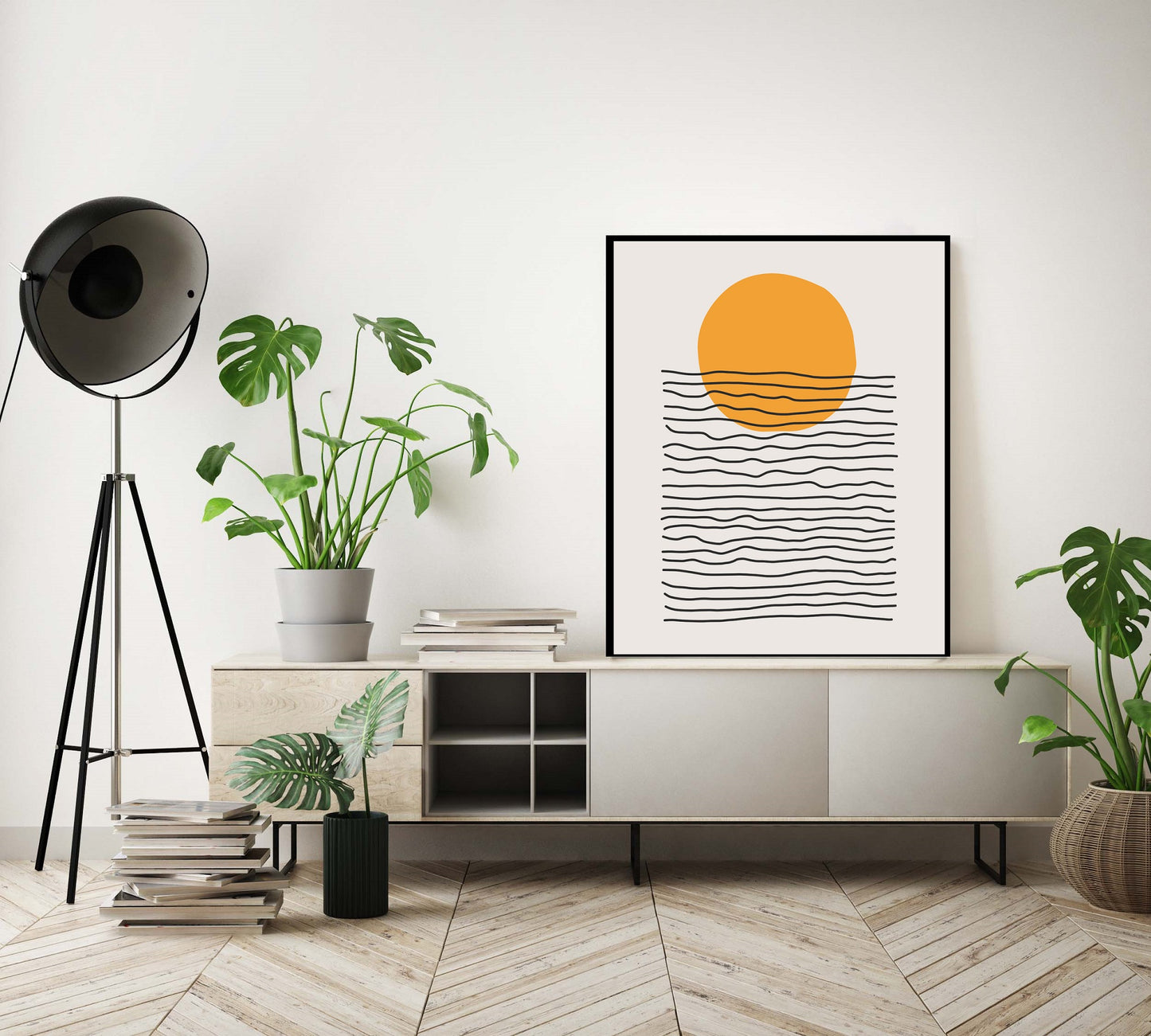 Abstracte lijnen zonsondergang over water - Abstract lijnen / Kunst