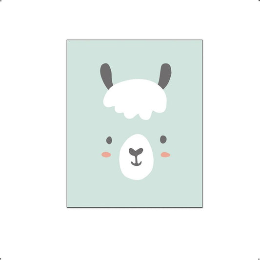 Alpaca gezicht met groene achtergrond - Dieren