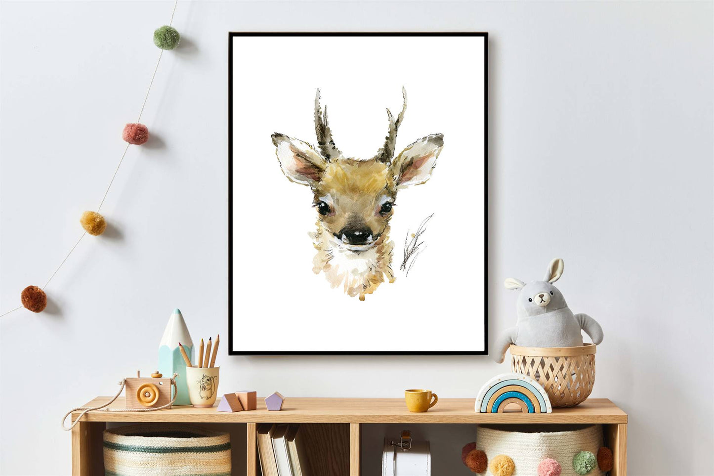 Aquarel dieren hertje - Bos en boerderij