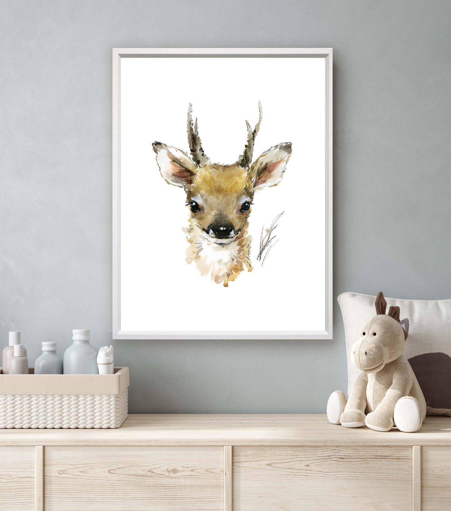 Aquarel dieren hertje - Bos en boerderij