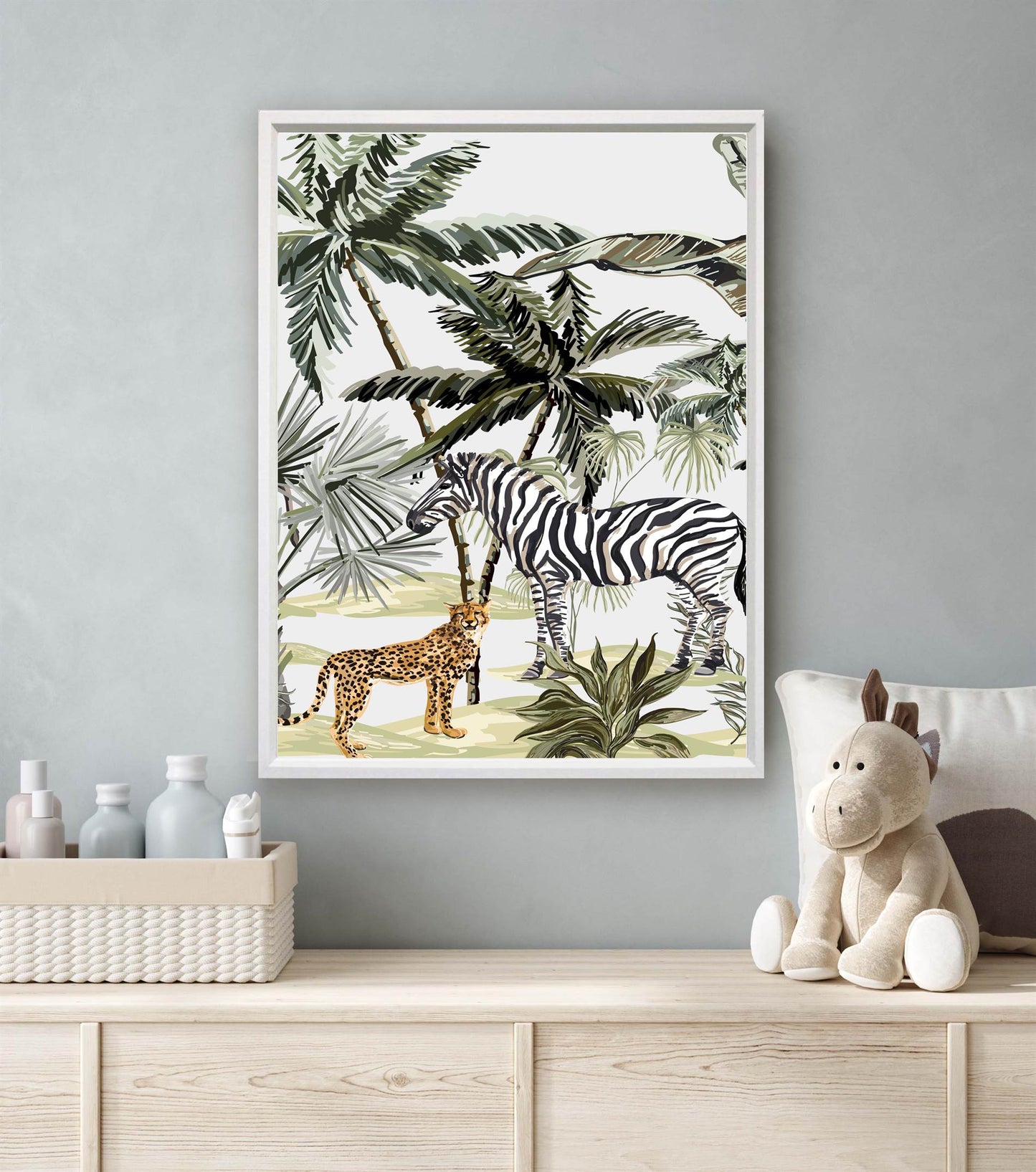 Jungle Olifant en Pauw Aquarel / Waterkleur Rechts - Jungle Dieren