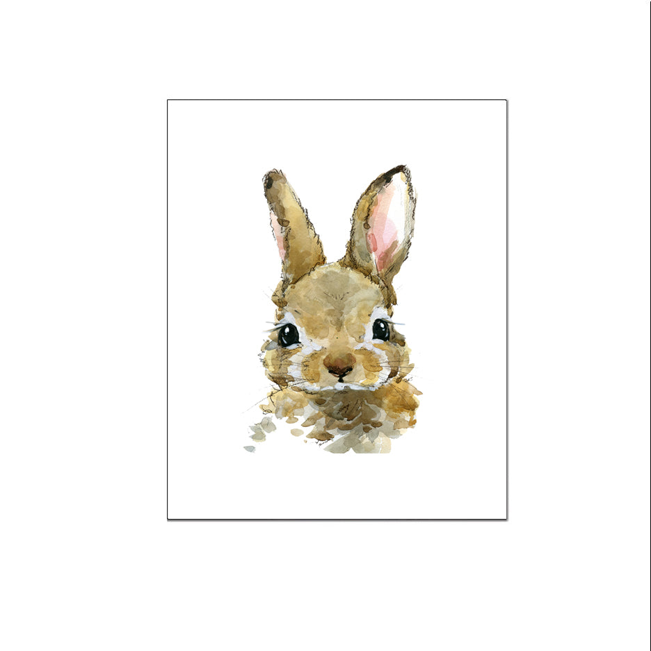 Aquarel dieren konijntje - Bos en boerderij