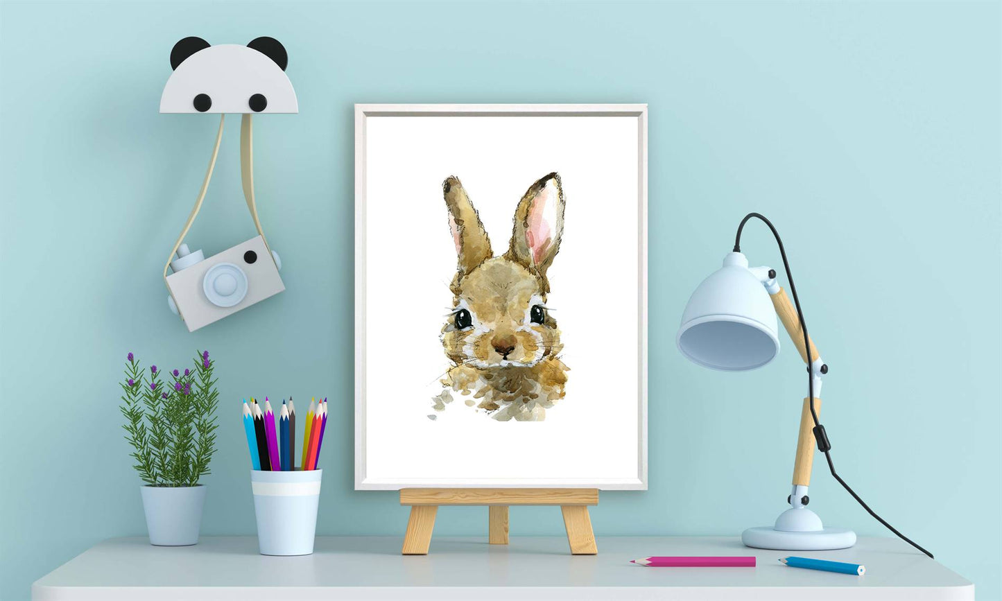 Aquarel dieren konijntje - Bos en boerderij