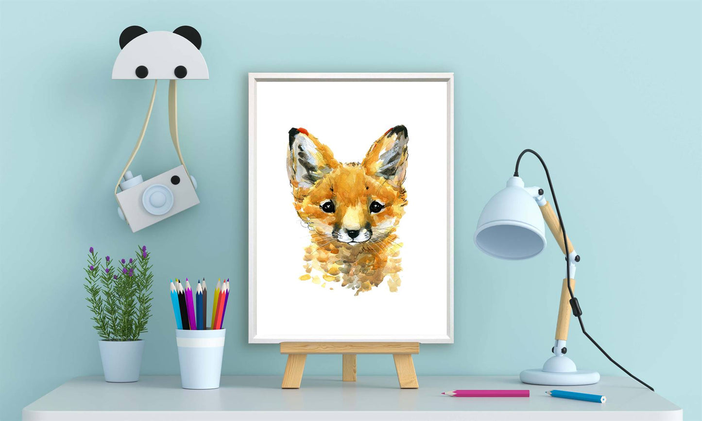 Aquarel dieren vosje - Bos en boerderij
