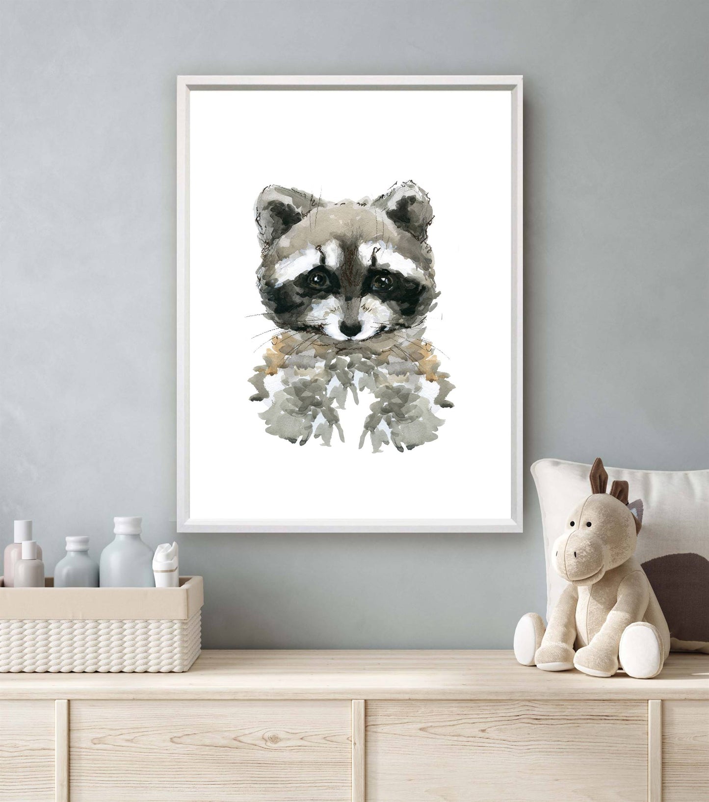 Aquarel dieren wasbeer - Bos en boerderij