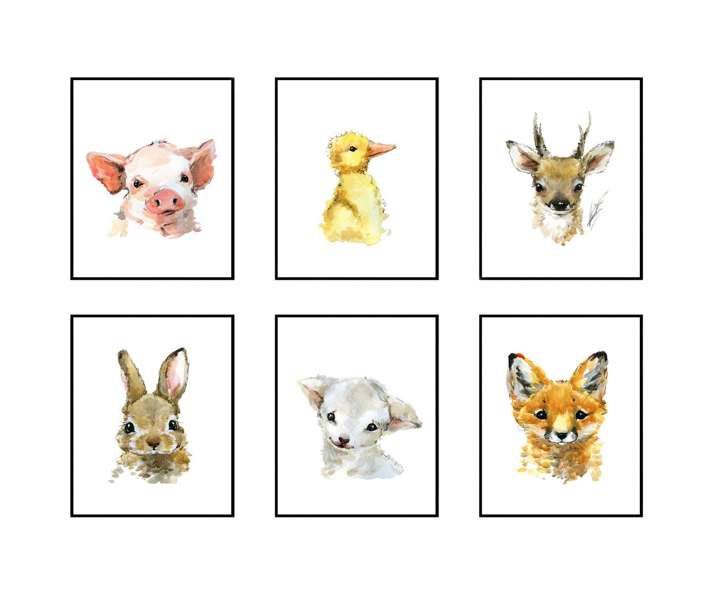 Aquarel dieren eend - Bos en boerderij