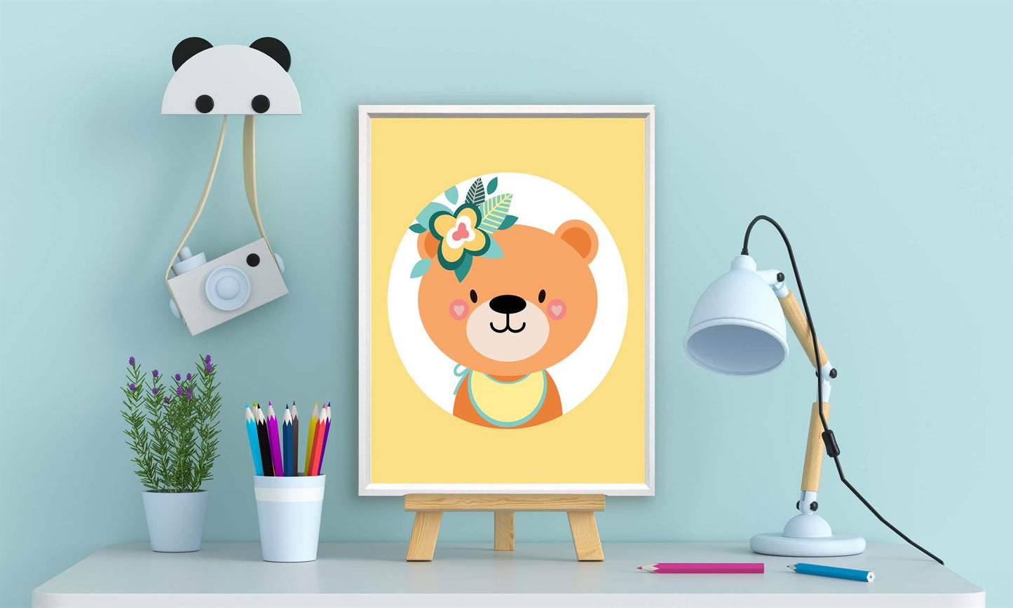 Lieve beer met bloemetjes geel - Dieren met bloemetjes