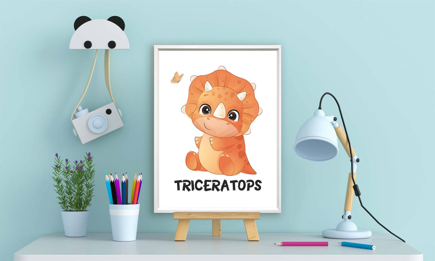 Cute dino triceratops met naam - Dinosaurussen