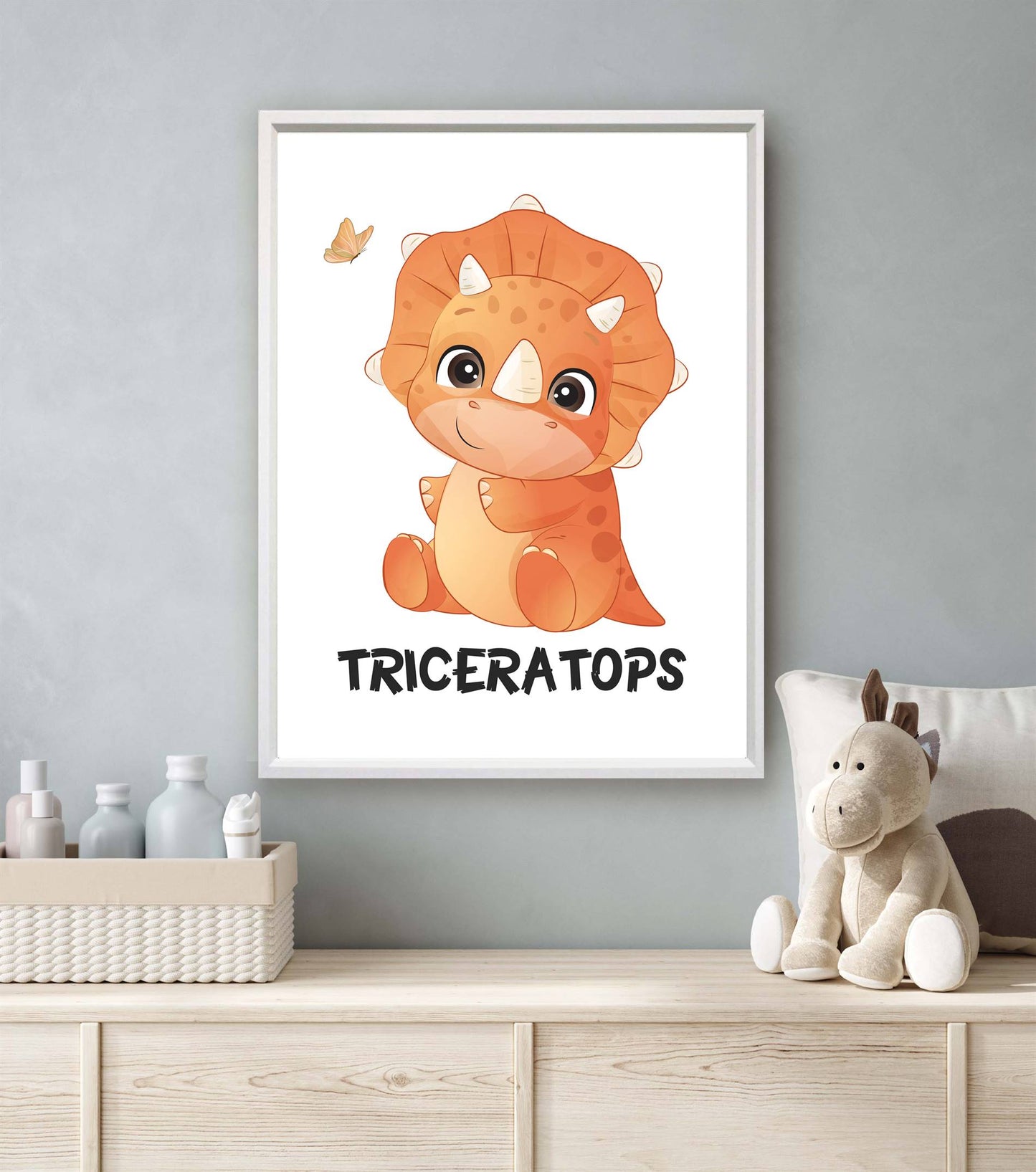 Cute dino triceratops met naam - Dinosaurussen