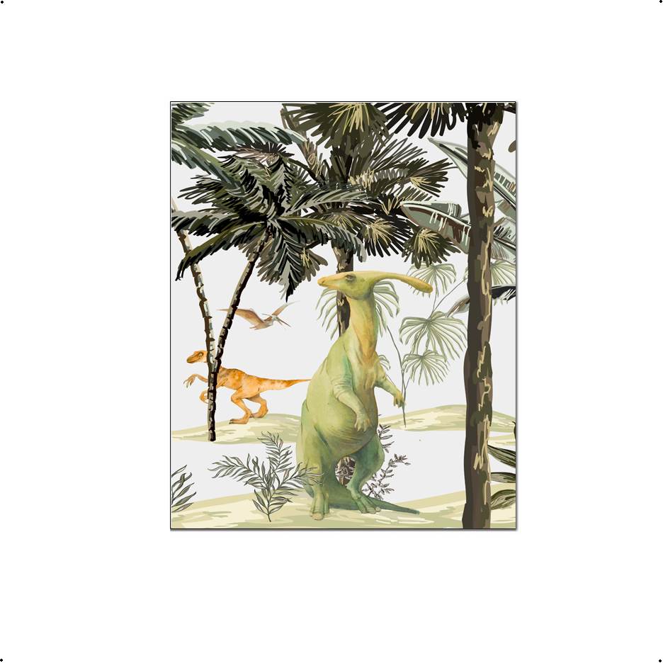 Jungle Dinosaurs Raptor en Dino Aquarel / Waterkleur Links - Dinosaurus Poster