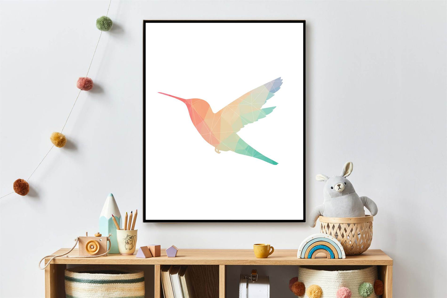 Geometrisch gekleurde kolibri - Geometrische dieren