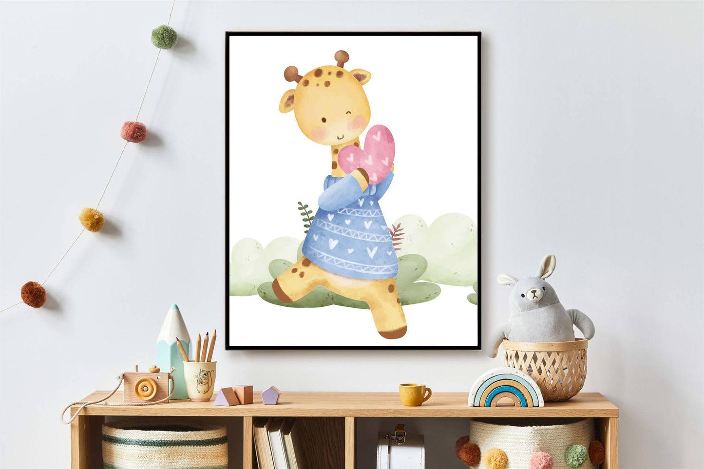 Aquarel giraf met hartje - Dieren