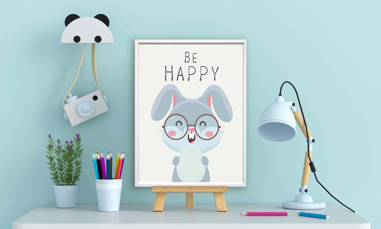 Dieren konijn be happy - Dieren met motivatie tekst