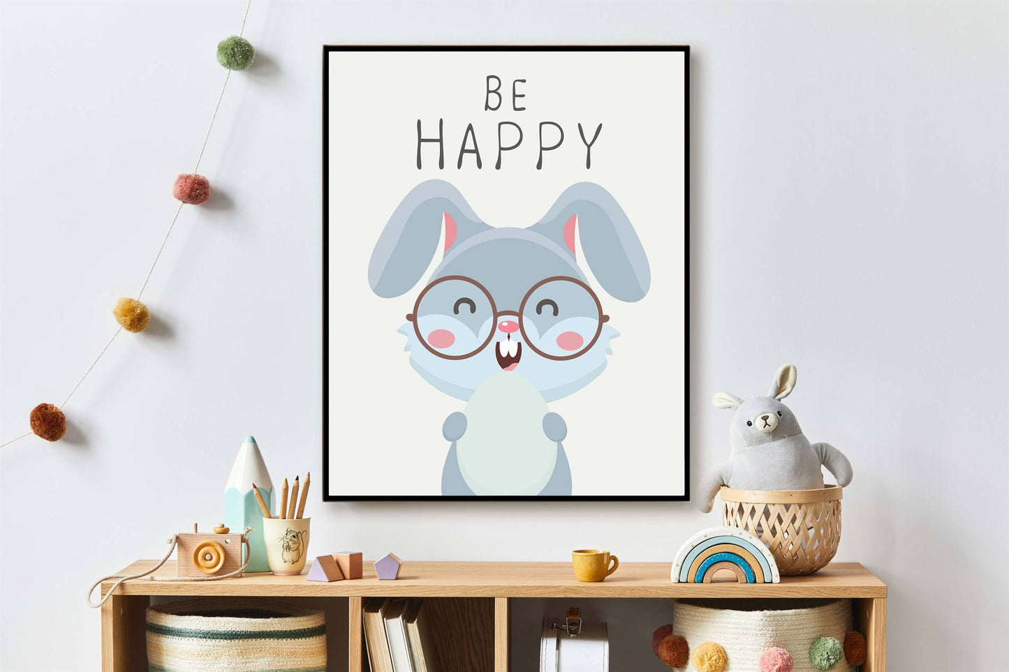 Dieren konijn be happy - Dieren met motivatie tekst