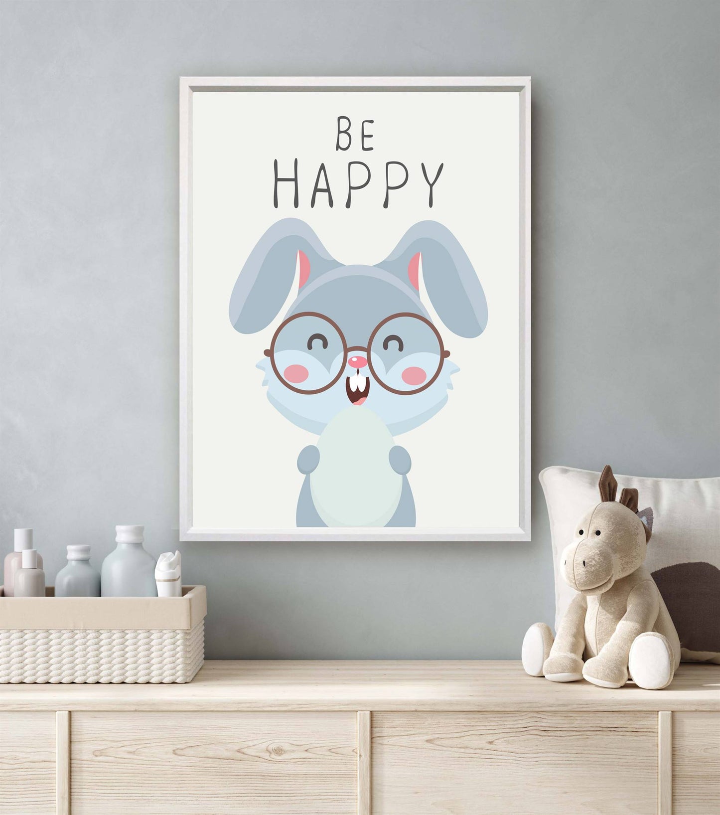 Dieren konijn be happy - Dieren met motivatie tekst