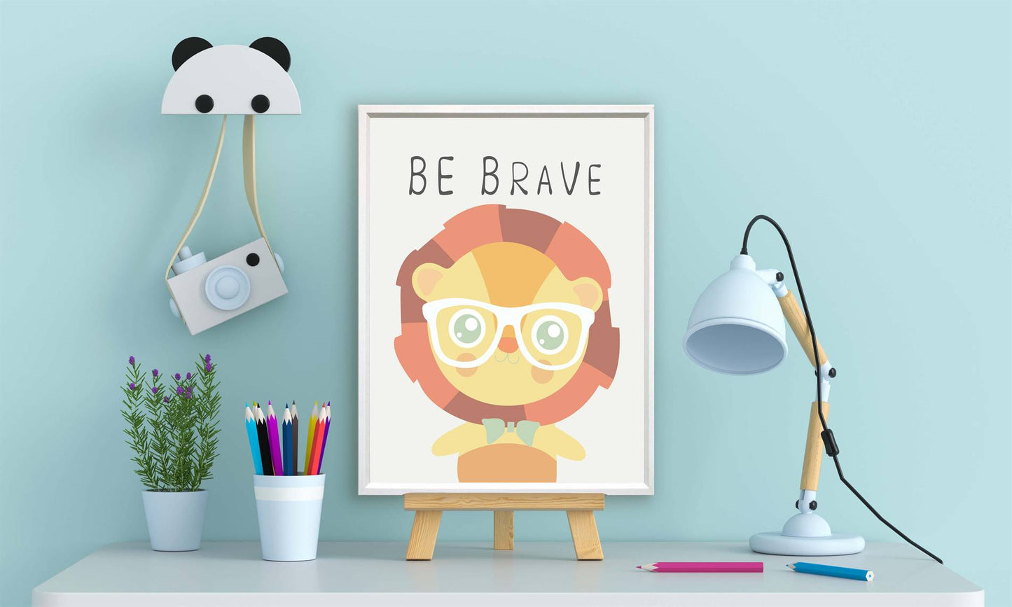 Dieren leeuw be brave - Dieren met motivatie tekst