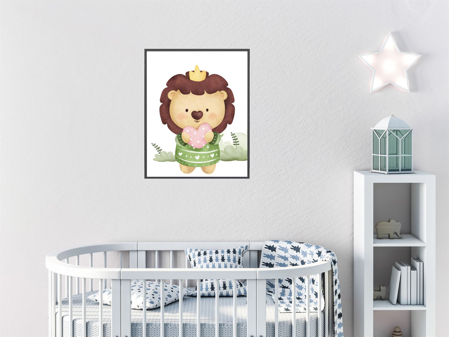Aquarel leeuw met hartje - Dieren