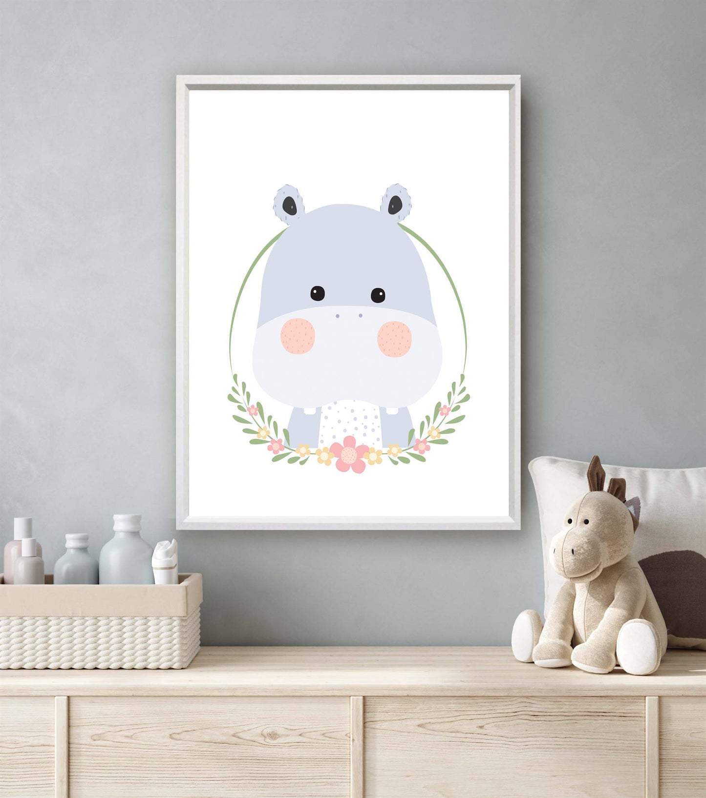 Lieve nijlpaard met krans - Lieve jungle dieren