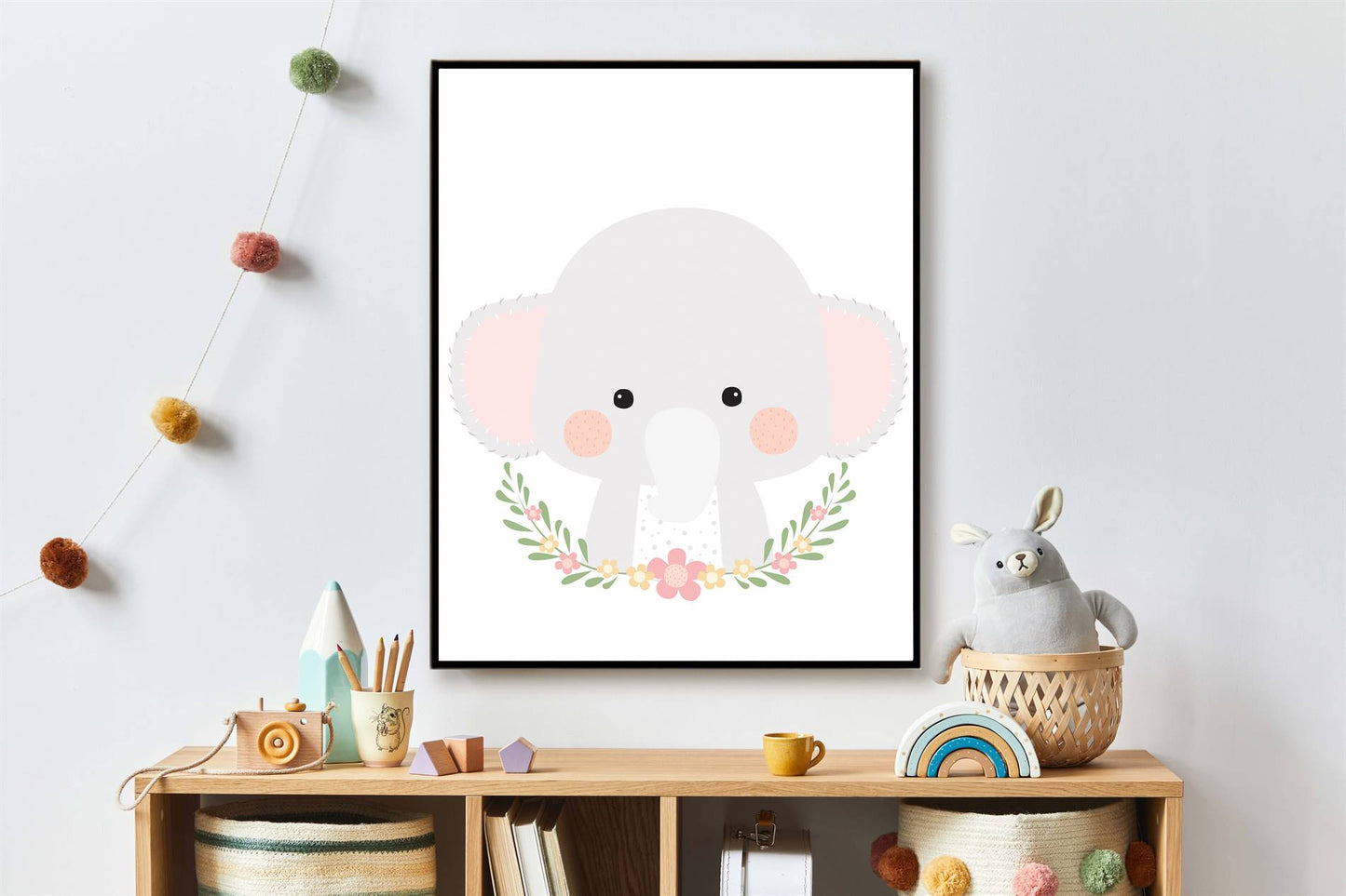 Lieve olifant met krans - Lieve jungle dieren