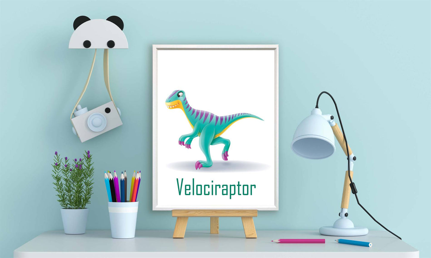 Lieve dino raptor met naam - Dinosaurussen
