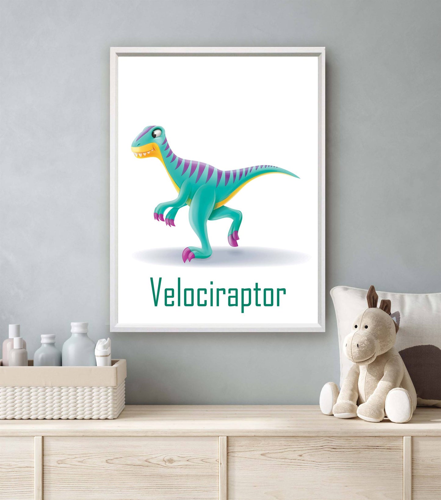 Lieve dino raptor met naam - Dinosaurussen