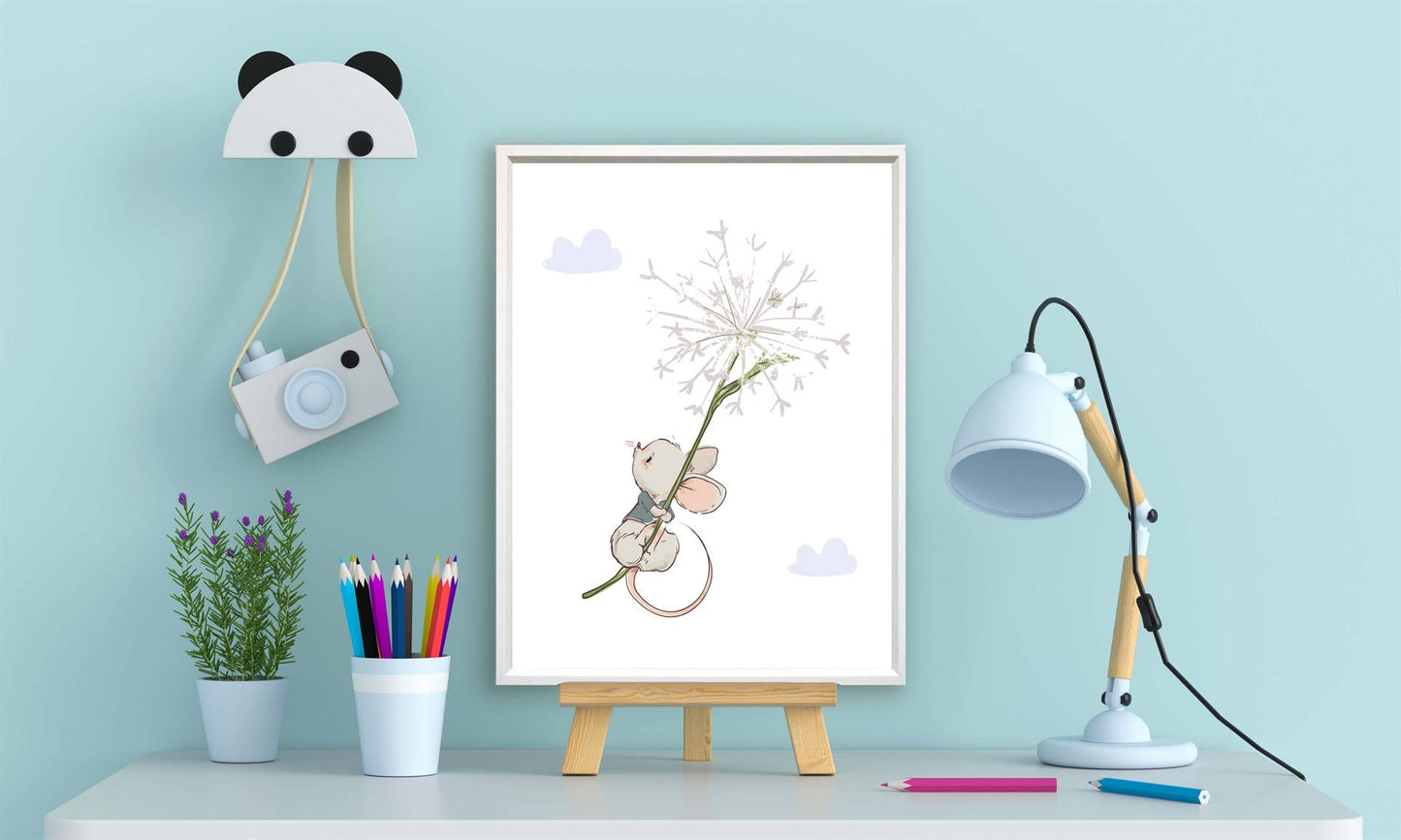 Muisje met paardenbloem - Dieren met ballonnen