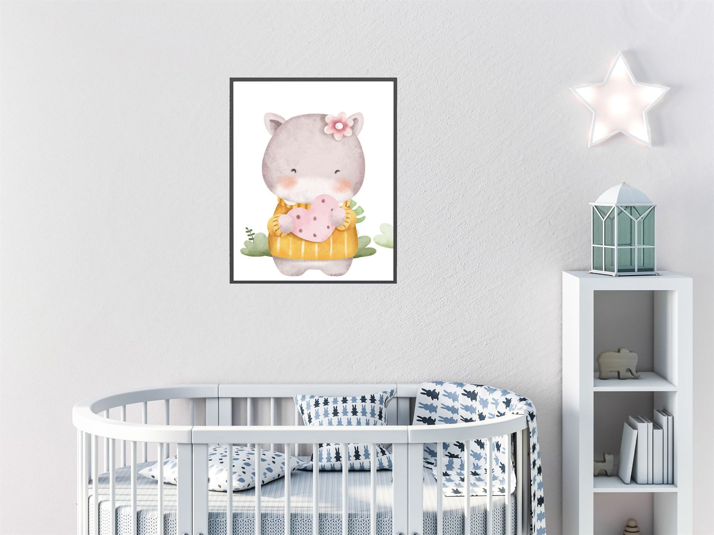 Aquarel nijlpaard met hartje - Dieren