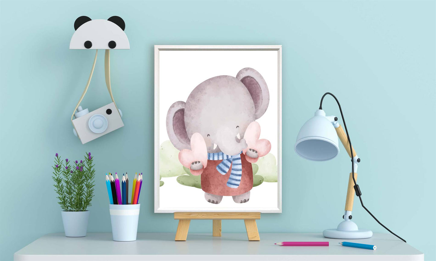 Aquarel olifant met hartje - Dieren
