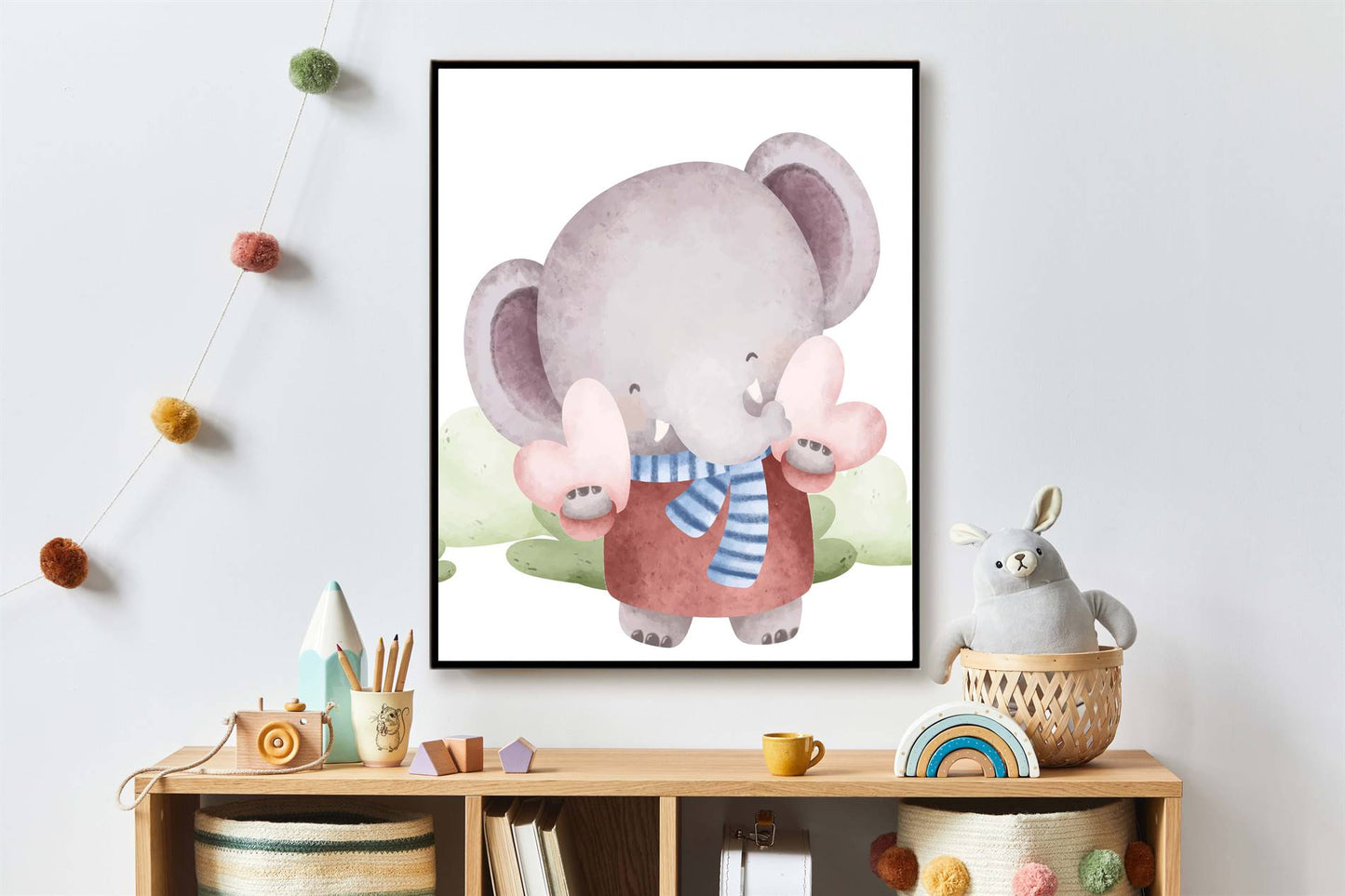 Aquarel olifant met hartje - Dieren