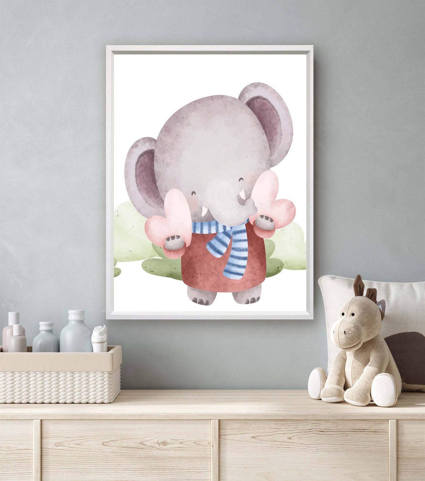 Aquarel olifant met hartje - Dieren