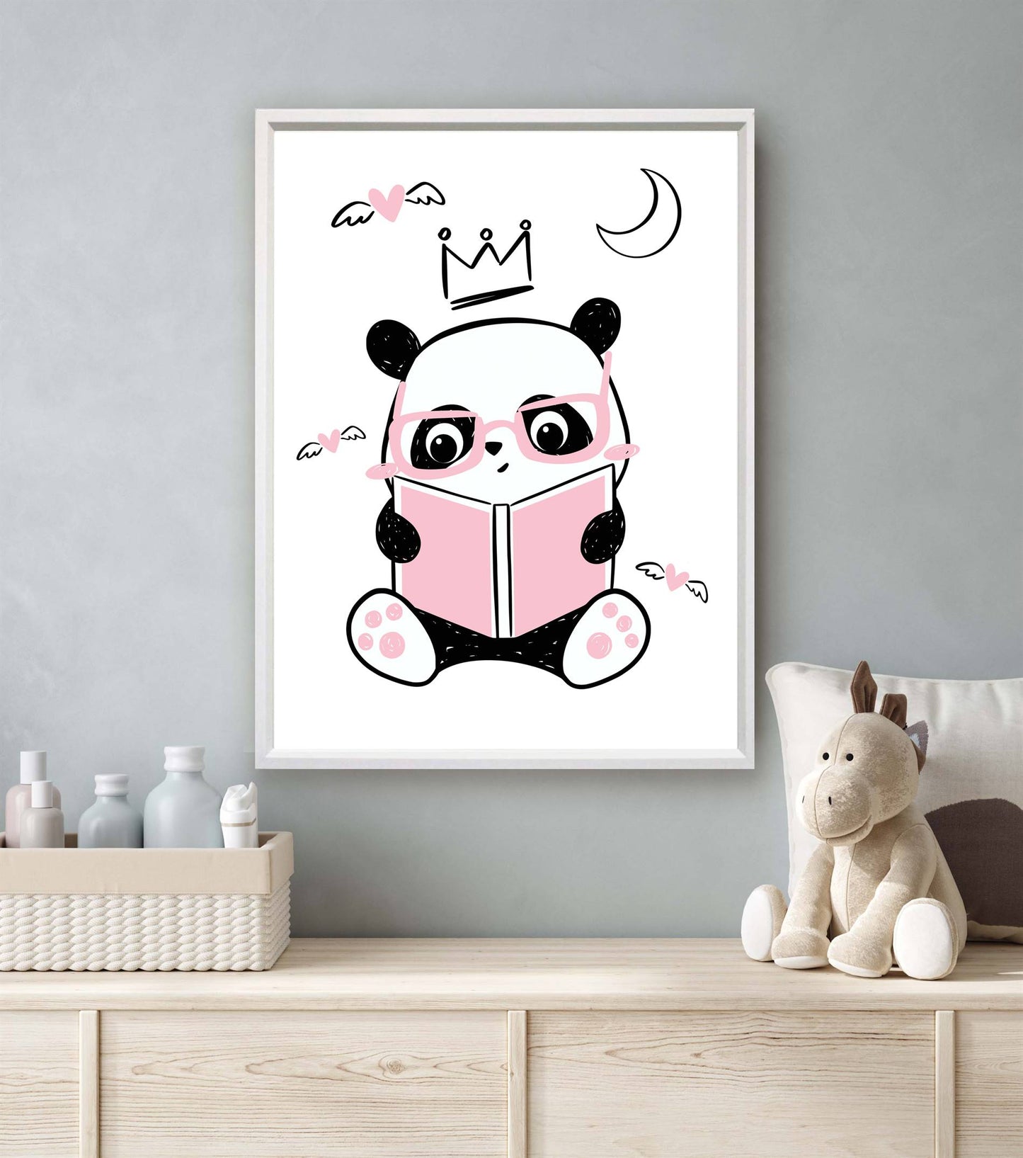 Panda boek lezen roze - Dieren