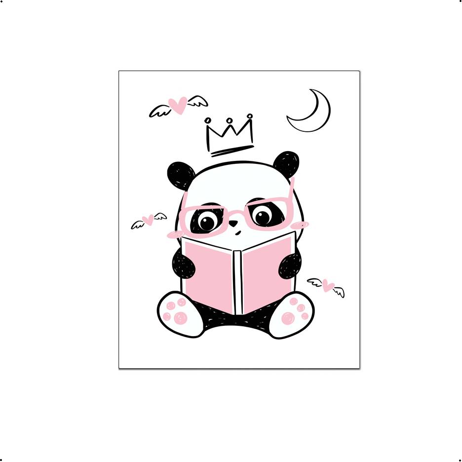 Panda boek lezen roze - Dieren