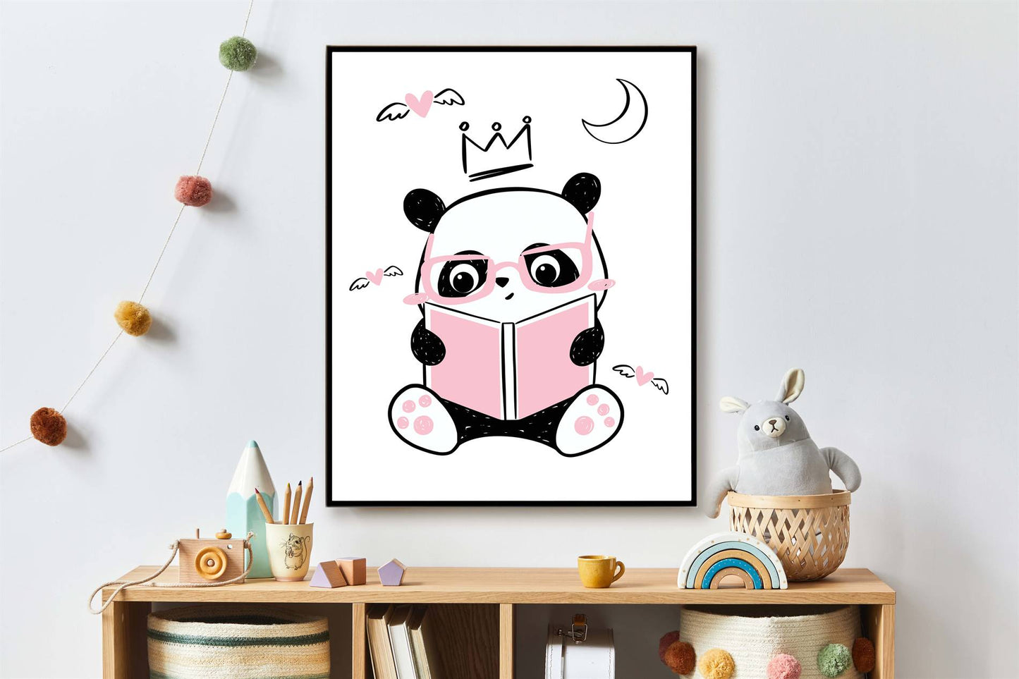 Panda boek lezen roze - Dieren