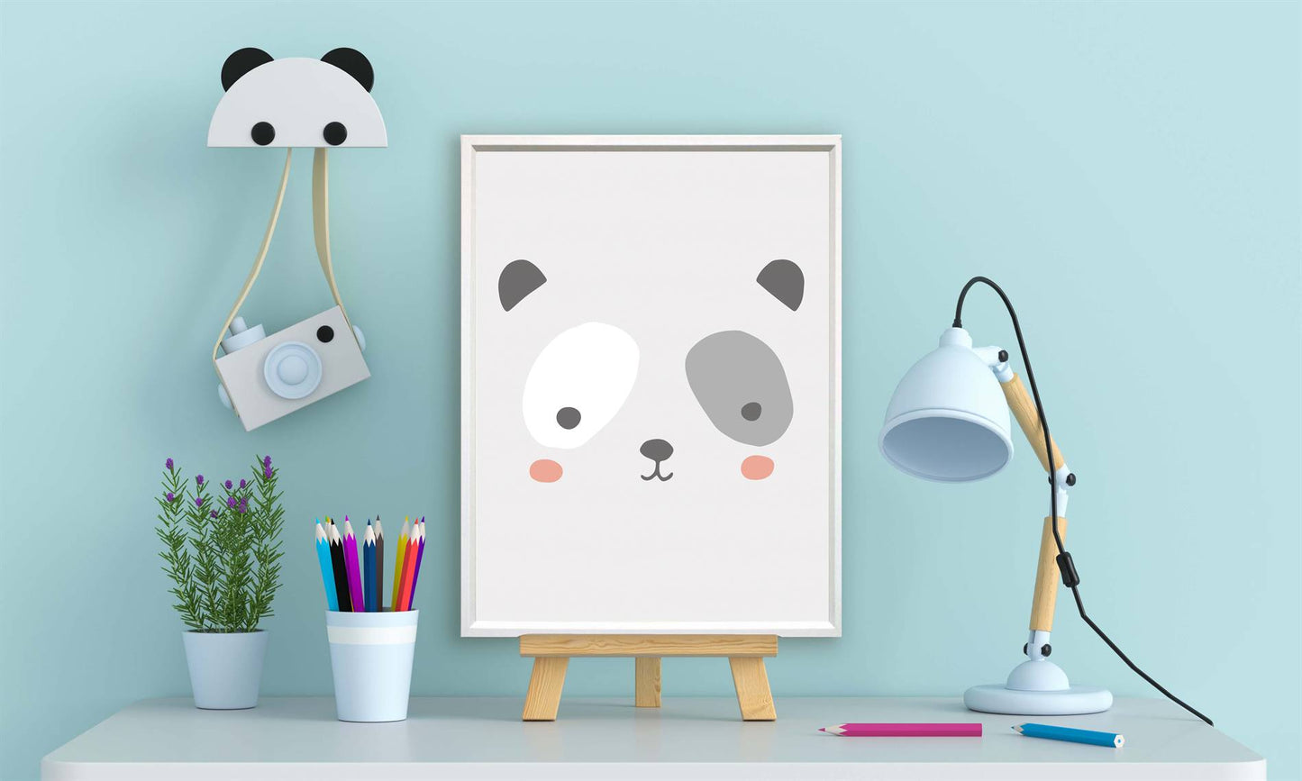 Panda gezicht met licht grijze achtergrond - Dieren