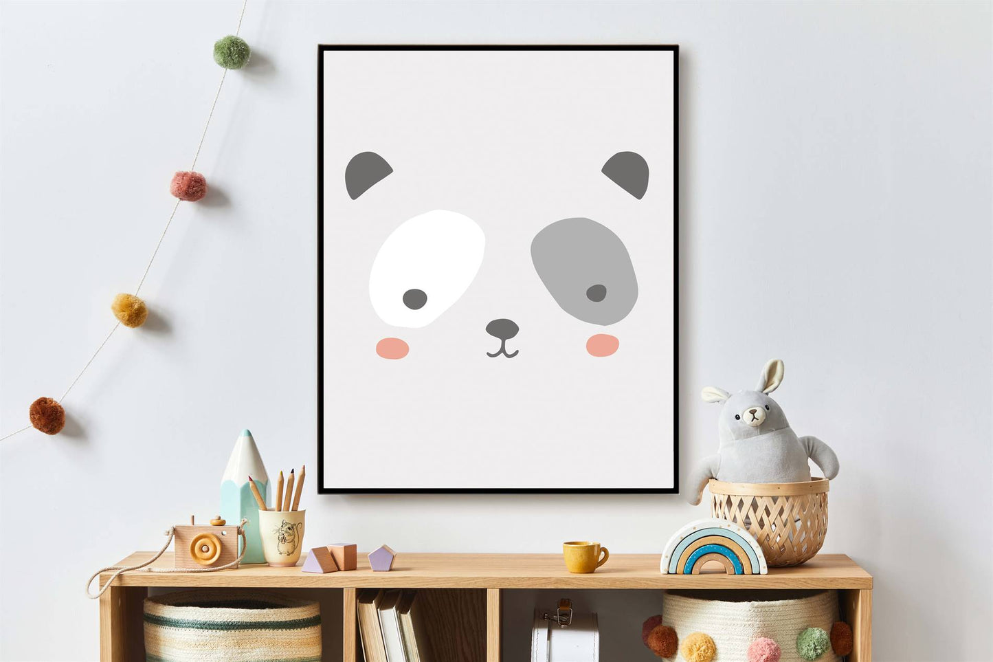 Panda gezicht met licht grijze achtergrond - Dieren