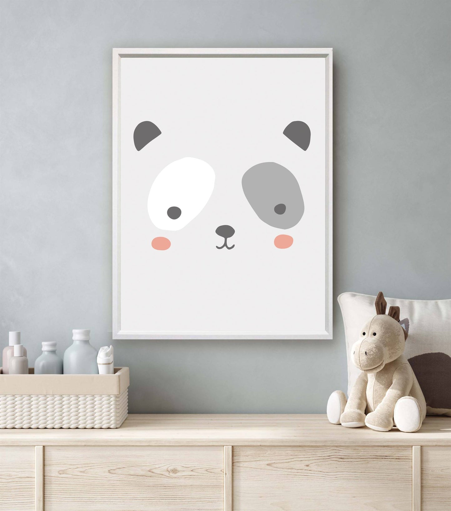 Panda gezicht met licht grijze achtergrond - Dieren