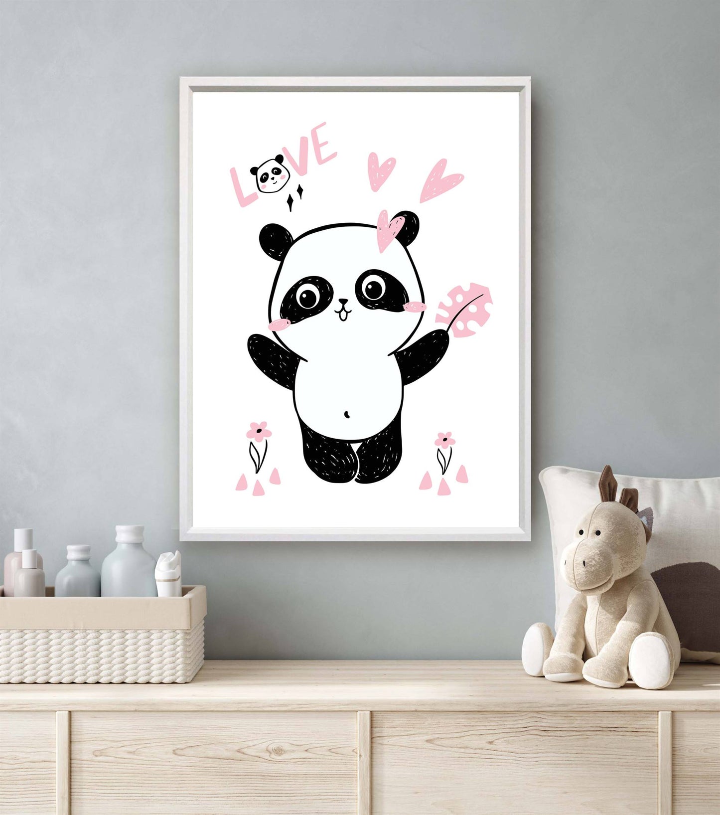Panda knuffel geven roze - Dieren