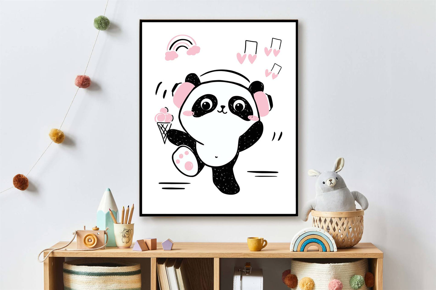 Panda met headset roze - Dieren