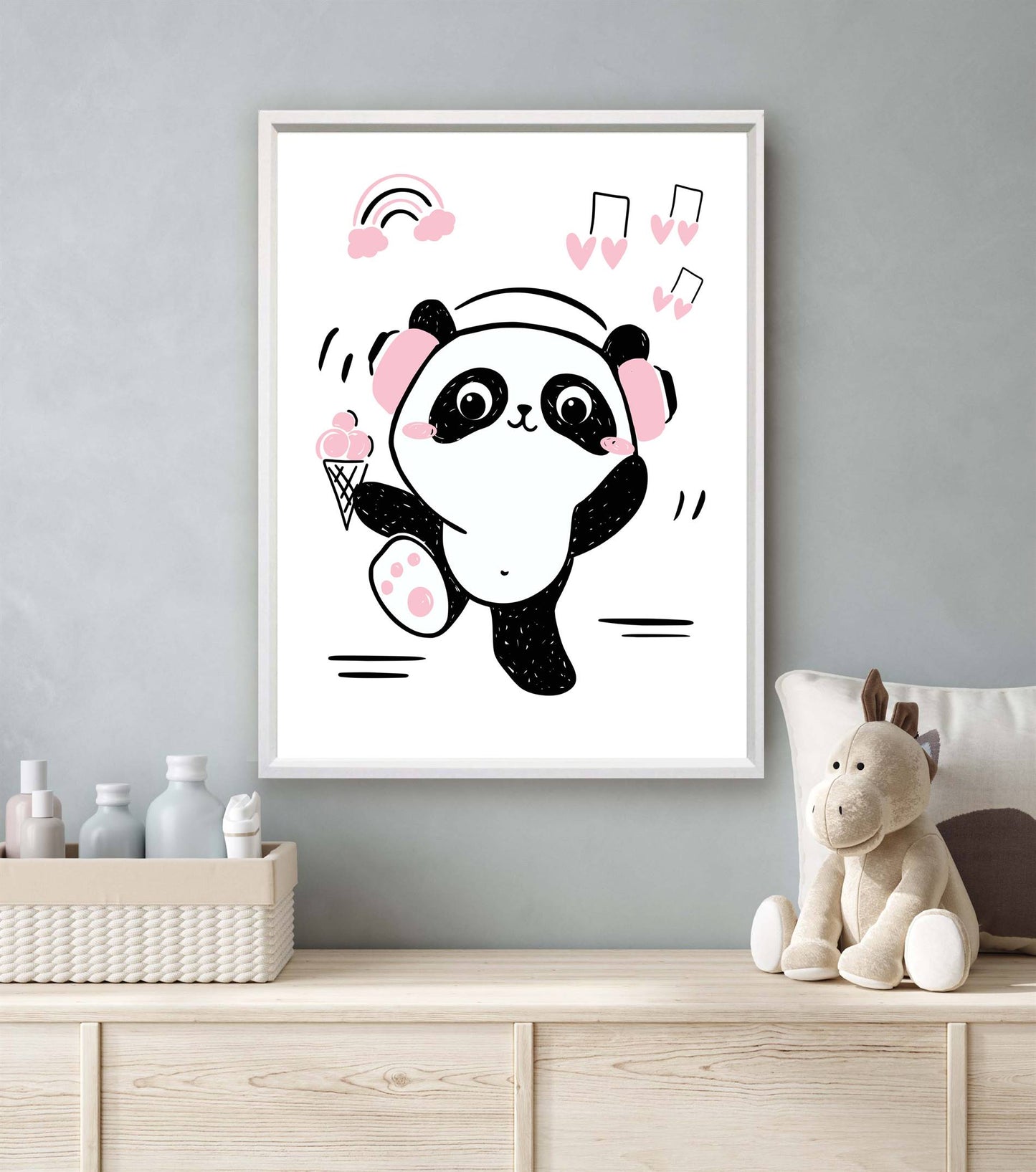 Panda met headset roze - Dieren