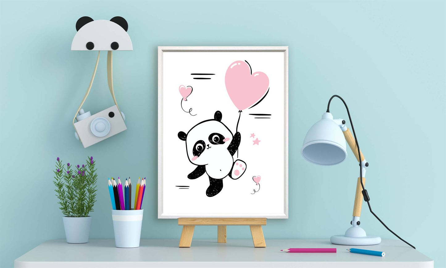 Panda hartjes ballon roze - Dieren