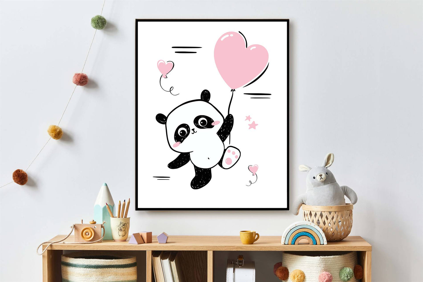 Panda hartjes ballon roze - Dieren