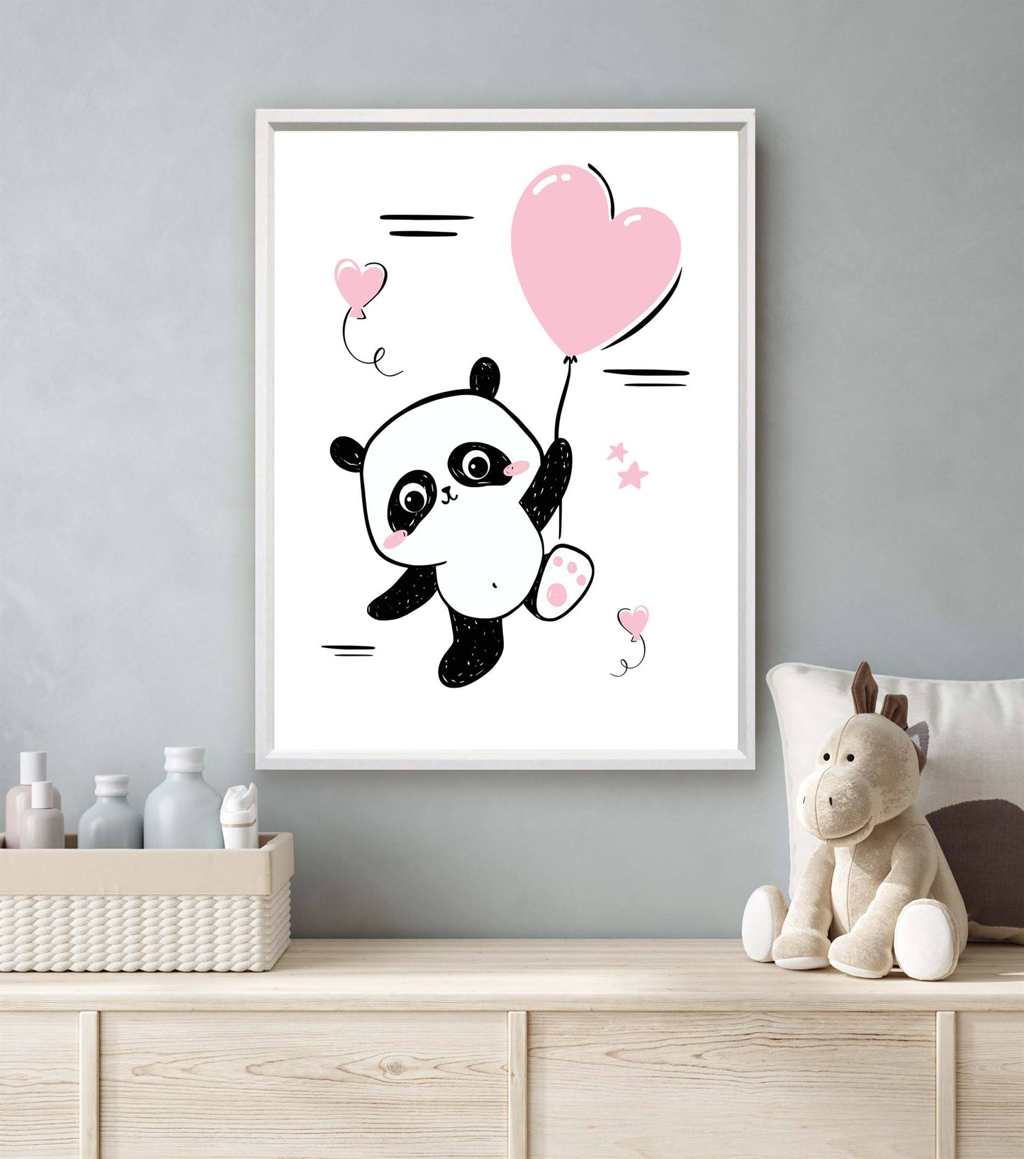 Panda hartjes ballon roze - Dieren