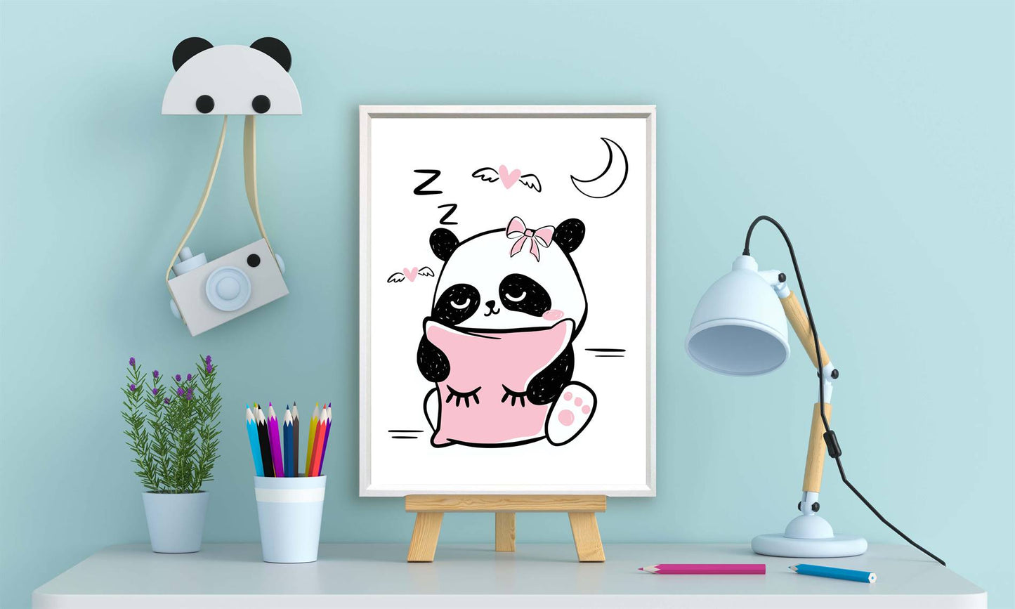 Panda slapen met kussen roze - Dieren