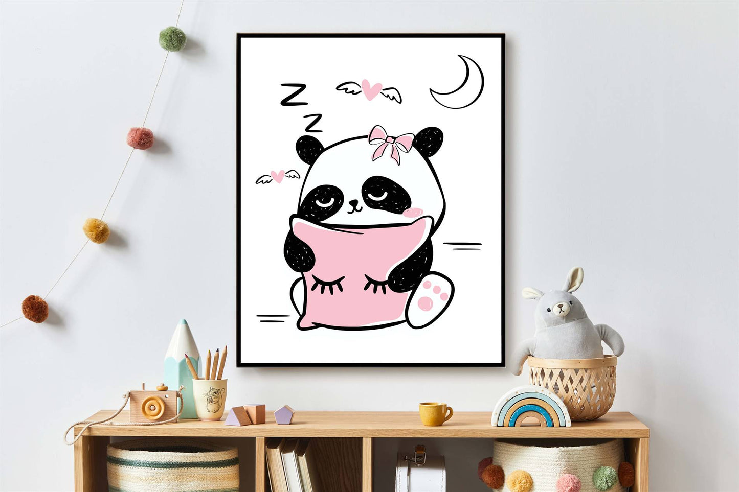 Panda slapen met kussen roze - Dieren
