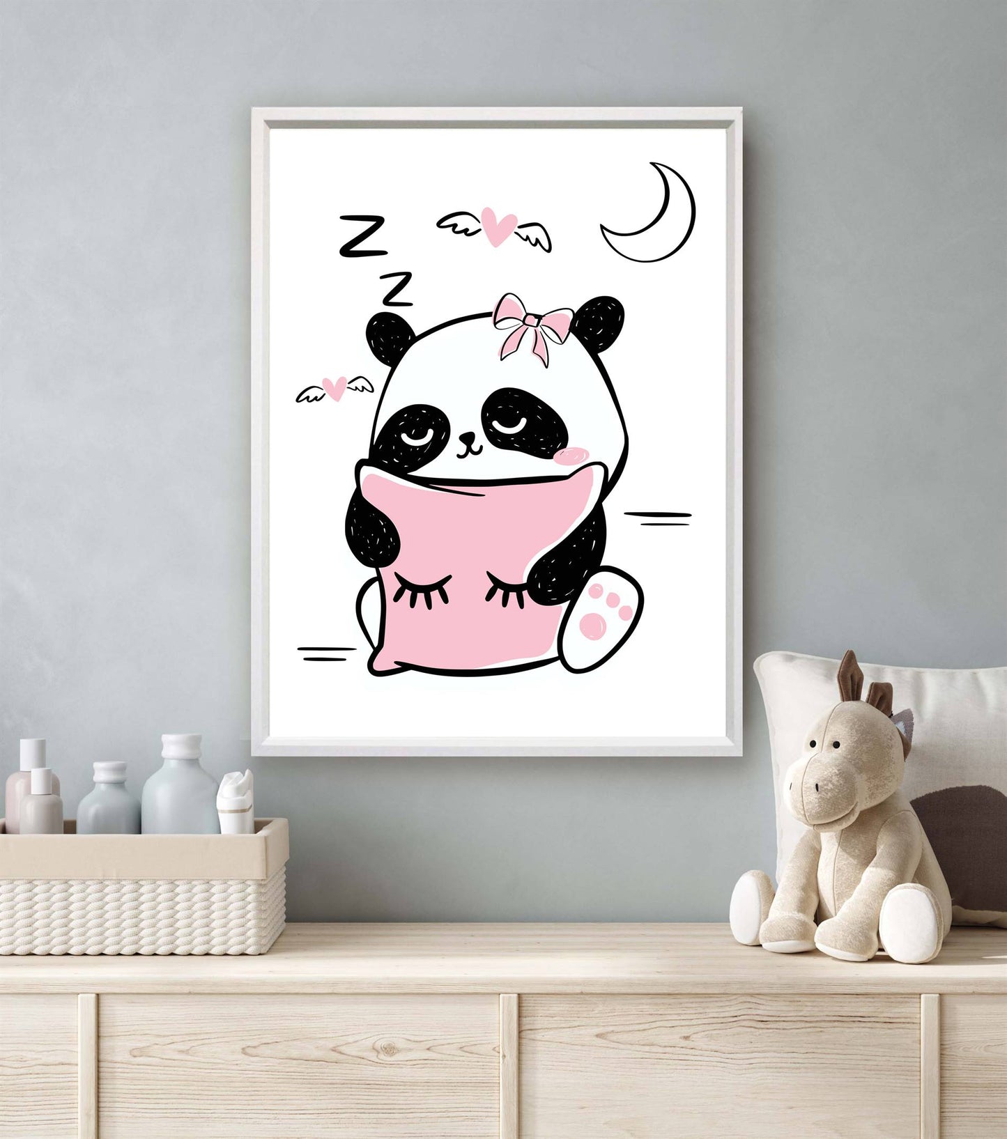 Panda slapen met kussen roze - Dieren