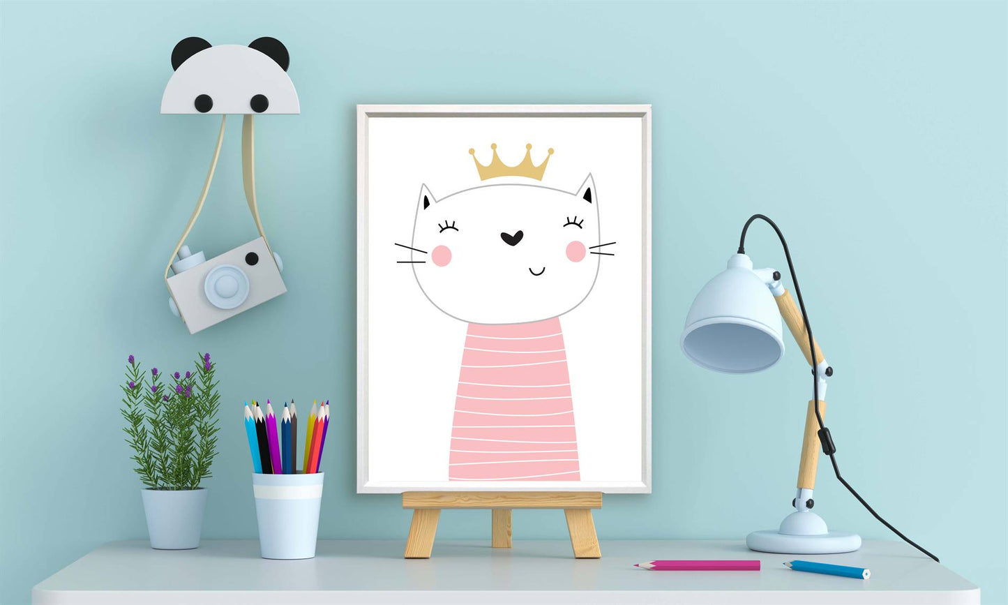 Lieve dieren roze poesje / kitten met gouden kroon - Roze