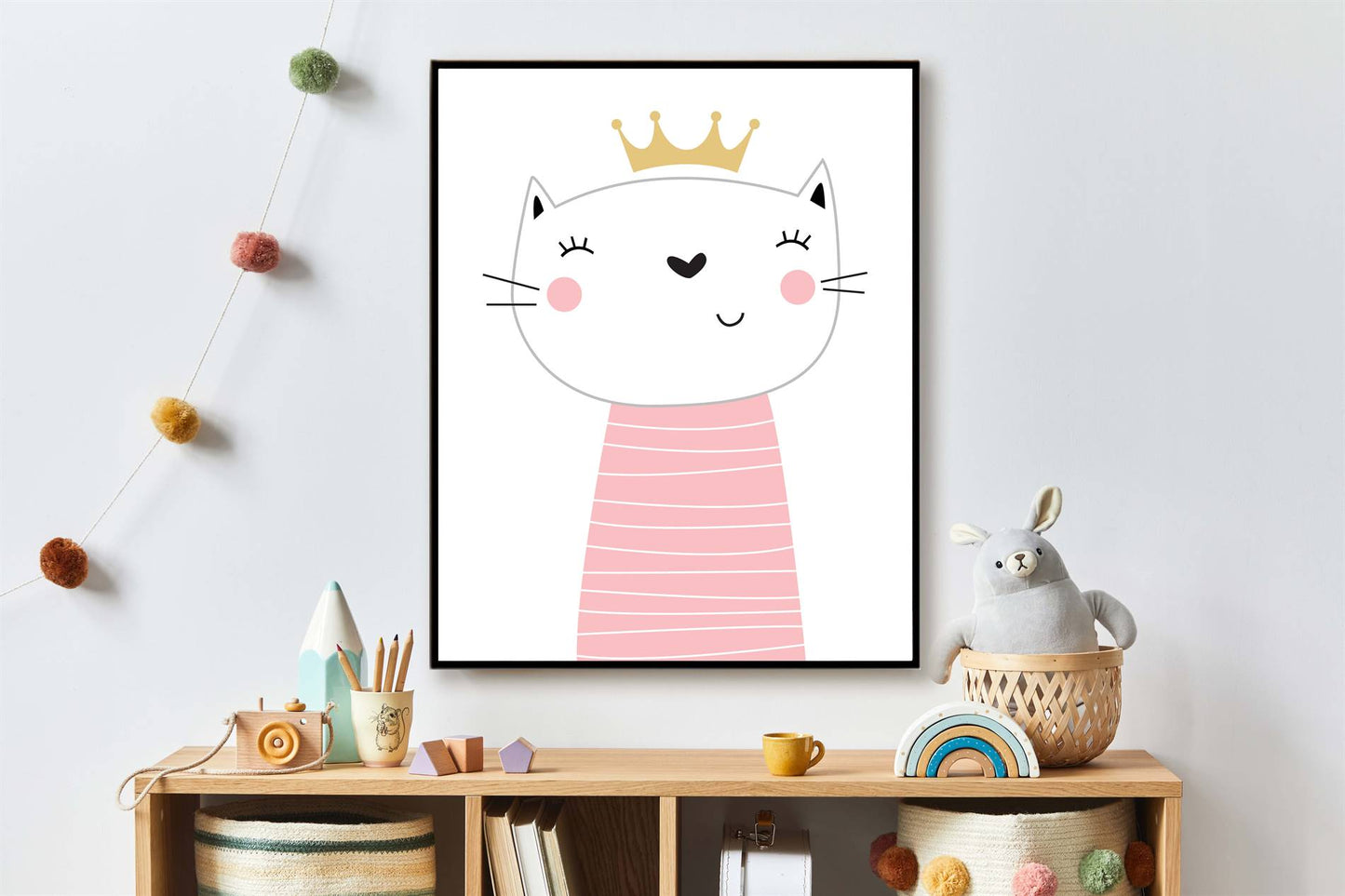 Lieve dieren roze poesje / kitten met gouden kroon - Roze
