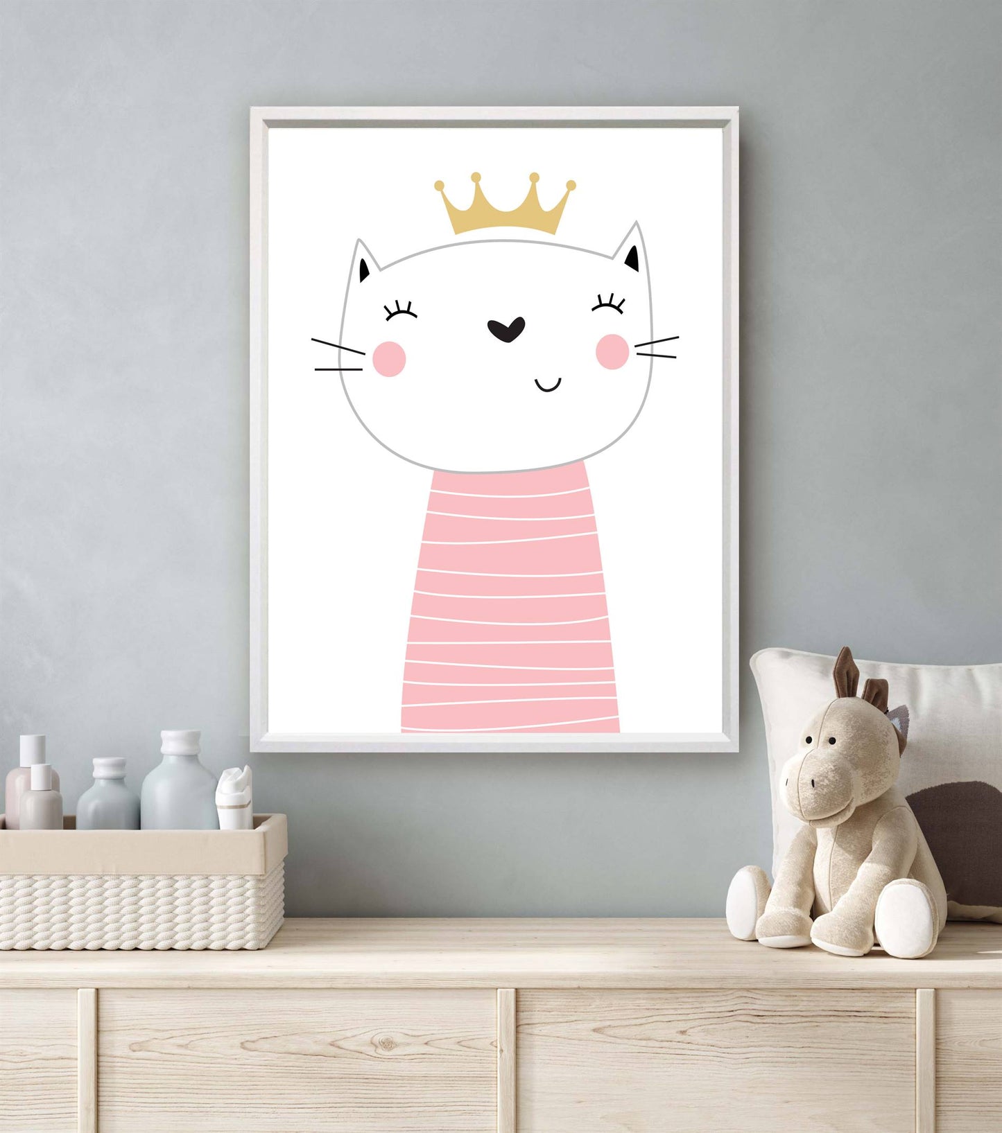 Lieve dieren roze poesje / kitten met gouden kroon - Roze