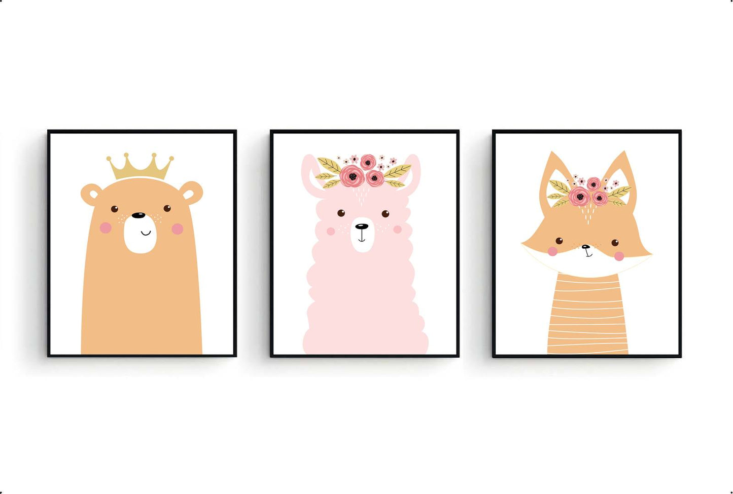 Lieve dieren vos met bloemetjes - Oranje