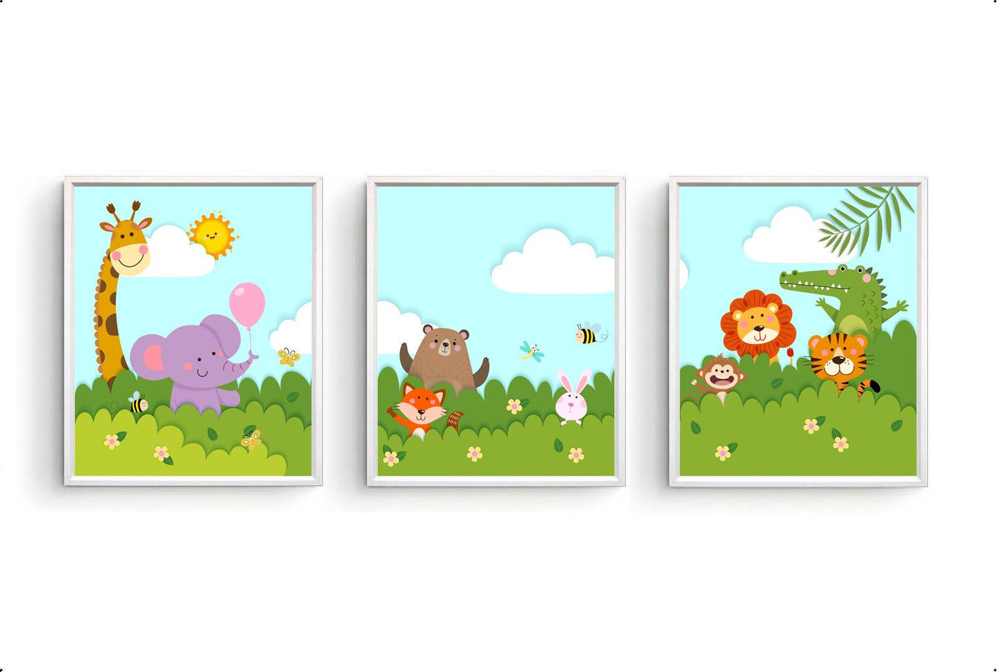 Leeuw tijger en aapje in de bosjes - Dieren in de bosjes